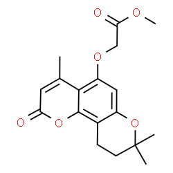 ChemSpider 2D Image | Methyl [(4,8,8-trimethyl-2-oxo-9,10-dihydro-2H,8H-pyrano[2,3-f]chromen-5-yl)oxy]acetate | C18H20O6