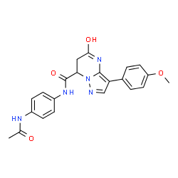 ChemSpider 2D Image | N-(4-Acetamidophenyl)-3-(4-methoxyphenyl)-5-oxo-4,5,6,7-tetrahydropyrazolo[1,5-a]pyrimidine-7-carboxamide | C22H21N5O4