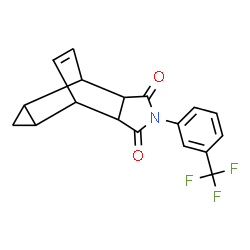 ChemSpider 2D Image | 4-[3-(Trifluoromethyl)phenyl]-4-azatetracyclo[5.3.2.0~2,6~.0~8,10~]dodec-11-ene-3,5-dione | C18H14F3NO2