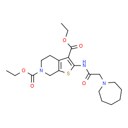 ChemSpider 2D Image | Diethyl 2-[(1-azepanylacetyl)amino]-4,7-dihydrothieno[2,3-c]pyridine-3,6(5H)-dicarboxylate | C21H31N3O5S