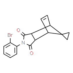ChemSpider 2D Image | 4'-(2-Bromophenyl)-4'-azaspiro[cyclopropane-1,10'-tricyclo[5.2.1.0~2,6~]decane]-8'-ene-3',5'-dione | C17H14BrNO2
