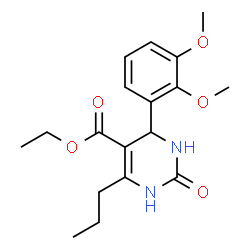 ChemSpider 2D Image | Ethyl 4-(2,3-dimethoxyphenyl)-2-oxo-6-propyl-1,2,3,4-tetrahydro-5-pyrimidinecarboxylate | C18H24N2O5