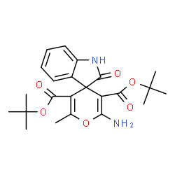 ChemSpider 2D Image | di-tert-butyl 2'-amino-6'-methyl-2-oxo-1,2-dihydrospiro[indole-3,4'-pyran]-3',5'-dicarboxylate | C23H28N2O6