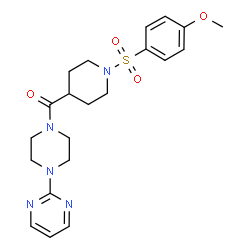 ChemSpider 2D Image | {1-[(4-Methoxyphenyl)sulfonyl]-4-piperidinyl}[4-(2-pyrimidinyl)-1-piperazinyl]methanone | C21H27N5O4S
