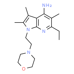 ChemSpider 2D Image | 6-Ethyl-2,3,5-trimethyl-1-[2-(4-morpholinyl)ethyl]-1H-pyrrolo[2,3-b]pyridin-4-amine | C18H28N4O
