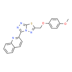 ChemSpider 2D Image | 2-{6-[(4-Methoxyphenoxy)methyl][1,2,4]triazolo[3,4-b][1,3,4]thiadiazol-3-yl}quinoline | C20H15N5O2S