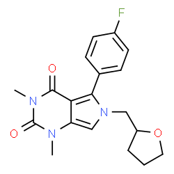 ChemSpider 2D Image | 5-(4-Fluorophenyl)-1,3-dimethyl-6-(tetrahydro-2-furanylmethyl)-1H-pyrrolo[3,4-d]pyrimidine-2,4(3H,6H)-dione | C19H20FN3O3