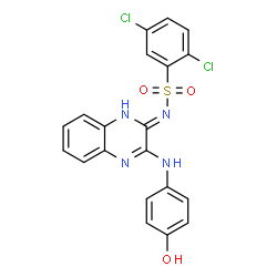 ChemSpider 2D Image | 2,5-Dichloro-N-{3-[(4-hydroxyphenyl)amino]-2-quinoxalinyl}benzenesulfonamide | C20H14Cl2N4O3S