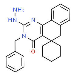 ChemSpider 2D Image | 3-Benzyl-2-hydrazino-3H-spiro[benzo[h]quinazoline-5,1'-cyclohexan]-4(6H)-one | C24H26N4O