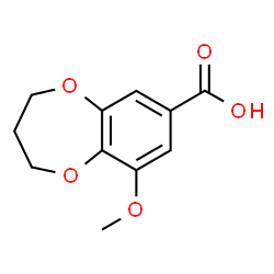 ChemSpider 2D Image | 9-Methoxy-3,4-dihydro-2H-1,5-benzodioxepine-7-carboxylic acid | C11H12O5