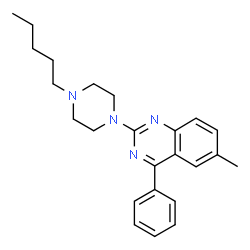 ChemSpider 2D Image | 6-Methyl-2-(4-pentyl-1-piperazinyl)-4-phenylquinazoline | C24H30N4