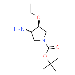 ChemSpider 2D Image | trans-tert-Butyl 3-amino-4-ethoxypyrrolidine-1-carboxylate | C11H22N2O3