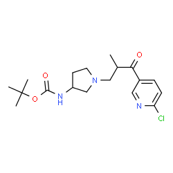 ChemSpider 2D Image | tert-Butyl {1-[3-(6-chloropyridin-3-yl)-2-methyl-3-oxopropyl]pyrrolidin-3-yl}carbamate | C18H26ClN3O3