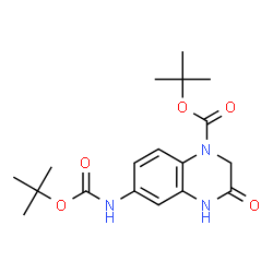ChemSpider 2D Image | 4-BOC-7-BOCAMINO-3,4-DIHYDROQUINOXALIN-2-ONE | C18H25N3O5