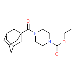 ChemSpider 2D Image | Ethyl 4-(adamantan-1-ylcarbonyl)-1-piperazinecarboxylate | C18H28N2O3