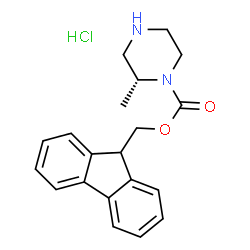 ChemSpider 2D Image | (R)-(9H-Fluoren-9-yl)methyl 2-methylpiperazine-1-carboxylate hydrochloride | C20H23ClN2O2