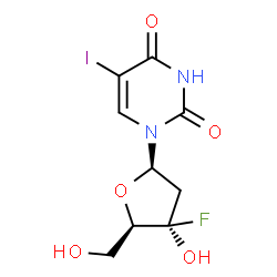 ChemSpider 2D Image | 3'-fluoro-5-iodo-2'-deoxyuridine | C9H10FIN2O5