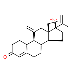 ChemSpider 2D Image | 17-iodovinyl-18-methyl-11-methylene-19-nortestosterone | C22H29IO2