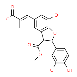 ChemSpider 2D Image | methyl-3-(2-(3,4-dihydroxyphenyl)-7-hydroxy-3-methoxycarbonyl-2,3-dihydro-1-benzofuran-5-yl)prop-2-enoate | C20H17O8