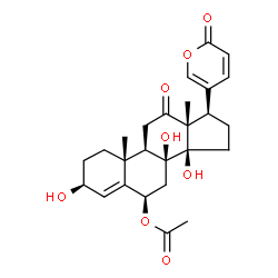 ChemSpider 2D Image | (3beta,6beta)-6-Acetoxy-3,8,14-trihydroxy-12-oxobufa-4,20,22-trienolide | C26H32O8