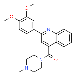 ChemSpider 2D Image | [2-(3,4-Dimethoxyphenyl)-4-quinolinyl](4-methyl-1-piperazinyl)methanone | C23H25N3O3
