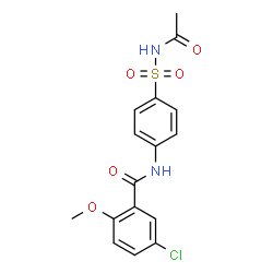 ChemSpider 2D Image | N-[4-(Acetylsulfamoyl)phenyl]-5-chloro-2-methoxybenzamide | C16H15ClN2O5S