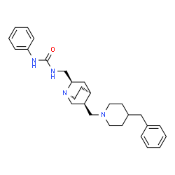 ChemSpider 2D Image | 1-({(2R,4S,5S)-5-[(4-Benzyl-1-piperidinyl)methyl]-1-azabicyclo[2.2.2]oct-2-yl}methyl)-3-phenylurea | C28H38N4O