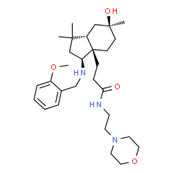 ChemSpider 2D Image | 3-{(3S,3aR,6S,7aS)-6-Hydroxy-3-[(2-methoxybenzyl)amino]-1,1,6-trimethyloctahydro-3aH-inden-3a-yl}-N-[2-(4-morpholinyl)ethyl]propanamide | C29H47N3O4