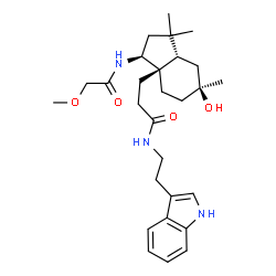 ChemSpider 2D Image | 3-{(3S,3aR,6S,7aS)-6-Hydroxy-3-[(methoxyacetyl)amino]-1,1,6-trimethyloctahydro-3aH-inden-3a-yl}-N-[2-(1H-indol-3-yl)ethyl]propanamide | C28H41N3O4