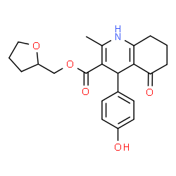 ChemSpider 2D Image | oxolan-2-ylmethyl 4-(4-hydroxyphenyl)-2-methyl-5-oxo-4,6,7,8-tetrahydro-1H-quinoline-3-carboxylate | C22H25NO5