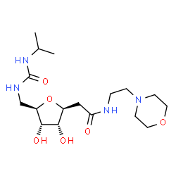 ChemSpider 2D Image | 2-[(2S,3R,4S,5R)-3,4-Dihydroxy-5-{[(isopropylcarbamoyl)amino]methyl}tetrahydro-2-furanyl]-N-[2-(4-morpholinyl)ethyl]acetamide | C17H32N4O6