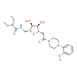 ChemSpider 2D Image | N-{[(2R,3S,4R,5S)-3,4-Dihydroxy-5-{2-[4-(2-methoxyphenyl)-1-piperazinyl]-2-oxoethyl}tetrahydro-2-furanyl]methyl}-2-ethylbutanamide | C24H37N3O6