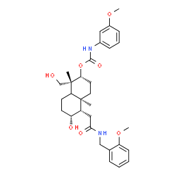ChemSpider 2D Image | (1R,2R,4aR,5S,6R)-6-Hydroxy-1-(hydroxymethyl)-5-{2-[(2-methoxybenzyl)amino]-2-oxoethyl}-1,4a-dimethyldecahydro-2-naphthalenyl (3-methoxyphenyl)carbamate | C31H42N2O7