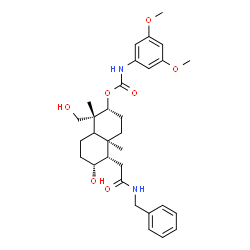 ChemSpider 2D Image | (1R,2R,4aR,5S,6R)-5-[2-(Benzylamino)-2-oxoethyl]-6-hydroxy-1-(hydroxymethyl)-1,4a-dimethyldecahydro-2-naphthalenyl (3,5-dimethoxyphenyl)carbamate | C31H42N2O7