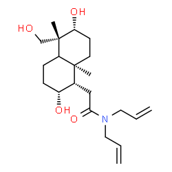 ChemSpider 2D Image | N,N-Diallyl-2-[(1S,2R,5R,6R,8aR)-2,6-dihydroxy-5-(hydroxymethyl)-5,8a-dimethyldecahydro-1-naphthalenyl]acetamide | C21H35NO4