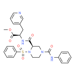 ChemSpider 2D Image | Methyl N-{[(2R)-4-(phenylcarbamoyl)-1-(phenylsulfonyl)-2-piperazinyl]carbonyl}-3-(3-pyridinyl)-D-alaninate | C27H29N5O6S