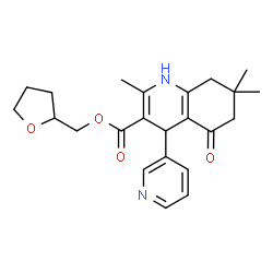ChemSpider 2D Image | oxolan-2-ylmethyl 2,7,7-trimethyl-5-oxo-4-(pyridin-3-yl)-1,4,6,8-tetrahydroquinoline-3-carboxylate | C23H28N2O4