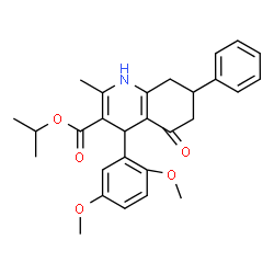 ChemSpider 2D Image | Isopropyl 4-(2,5-dimethoxyphenyl)-2-methyl-5-oxo-7-phenyl-1,4,5,6,7,8-hexahydro-3-quinolinecarboxylate | C28H31NO5