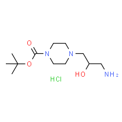 ChemSpider 2D Image | tert-Butyl 4-(3-amino-2-hydroxypropyl)piperazine-1-carboxylate hydrochloride (1:1) | C12H26ClN3O3