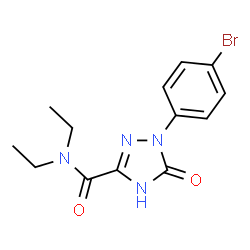ChemSpider 2D Image | 1-(4-Bromophenyl)-N,N-diethyl-5-oxo-2,5-dihydro-1H-1,2,4-triazole-3-carboxamide | C13H15BrN4O2