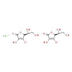 ChemSpider 2D Image | Calcium bis{(2R)-2-[(1S)-1,2-dihydroxyethyl]-4-hydroxy-5-oxo-2,5-dihydro-3-furanolate} | C12H14CaO12