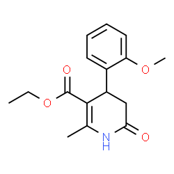 ChemSpider 2D Image | Ethyl 4-(2-methoxyphenyl)-2-methyl-6-oxo-1,4,5,6-tetrahydro-3-pyridinecarboxylate | C16H19NO4