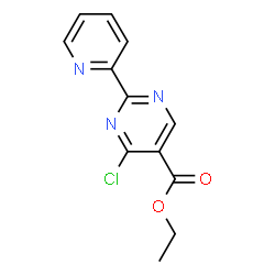 ChemSpider 2D Image | Ethyl 4-chloro-2-(2-pyridinyl)-5-pyrimidinecarboxylate | C12H10ClN3O2