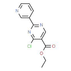 ChemSpider 2D Image | Ethyl 4-chloro-2-(3-pyridinyl)-5-pyrimidinecarboxylate | C12H10ClN3O2