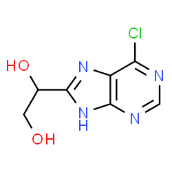 ChemSpider 2D Image | 1-(6-Chloro-1H-purin-8-yl)-1,2-ethanediol | C7H7ClN4O2
