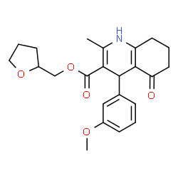 ChemSpider 2D Image | Tetrahydro-2-furanylmethyl 4-(3-methoxyphenyl)-2-methyl-5-oxo-1,4,5,6,7,8-hexahydro-3-quinolinecarboxylate | C23H27NO5