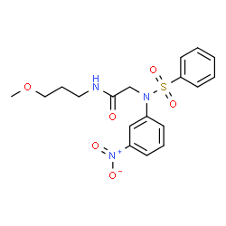 ChemSpider 2D Image | N-(3-Methoxypropyl)-N~2~-(3-nitrophenyl)-N~2~-(phenylsulfonyl)glycinamide | C18H21N3O6S