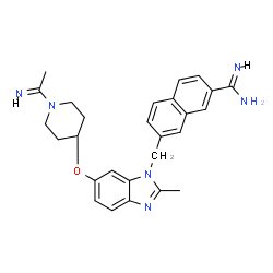 ChemSpider 2D Image | 7-{[6-({1-[(1Z)-Ethanimidoyl]-4-piperidinyl}oxy)-2-methyl-1H-benzimidazol-1-yl]methyl}-2-naphthalenecarboximidamide | C27H30N6O