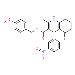 ChemSpider 2D Image | 4-Methoxybenzyl 2-methyl-4-(3-nitrophenyl)-5-oxo-1,4,5,6,7,8-hexahydro-3-quinolinecarboxylate | C25H24N2O6