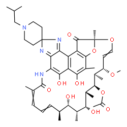 ChemSpider 2D Image | (7S,11S,12R,13S,14R,15R,16R,17S,18S)-2,15,17,32-Tetrahydroxy-1'-isobutyl-11-methoxy-3,7,12,14,16,18,22-heptamethyl-6,23-dioxospiro[8,33-dioxa-24,27,29-triazapentacyclo[23.6.1.1~4,7~.0~5,31~.0~26,30~]t
ritriaconta-1(31),2,4,9,19,21,25(32),26,29-nonaene-28,4'-piperidin]-13-yl acetate | C46H62N4O11